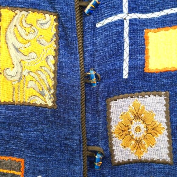 Allure chenille glass button embrd applq jacket M - Picture 4 of 12